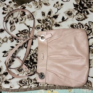 Powder Pink Coach Ashley Leather Hippie Crossbody Bag